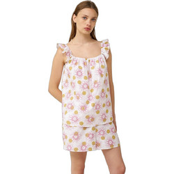 Vamp Babydoll Καλοκαιρινό Λευκό Ροζ 24230