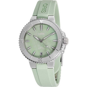 Oris Aquis Γυναικείο Ρολόι Αυτόματο με Πράσινο Καουτσούκ Λουράκι 0173377704157-071867FC