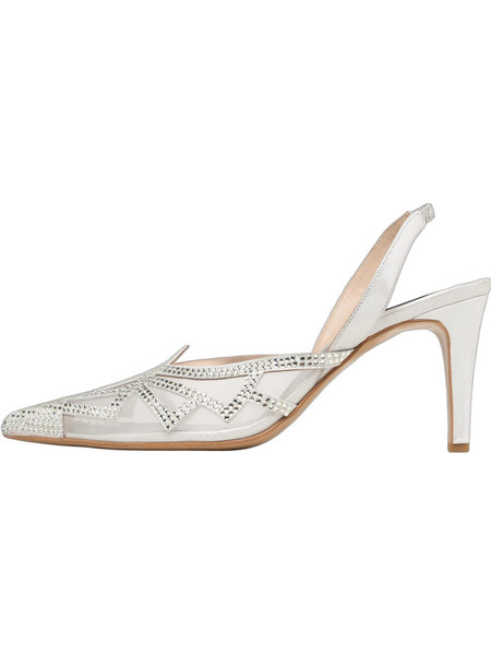 Mortoglou Γόβες Slingback με Τακούνι Στιλέτο με Στρας Ασημί 2533
