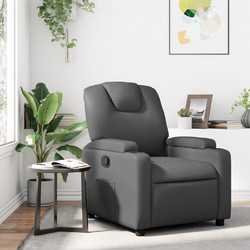 vidaXL Πολυθρόνα Relax με Υποπόδιο Ανακλινόμενη Δερματίνη Γκρι 3205978