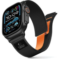 Tech-Protect Nylon Elite Λουράκι Υφασμάτινο Black / Orange (Apple Watch 44 / 45 / 46 / 49mm)