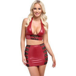 Cottelli Sexy Two Piece Set See Through με Δαντέλα Κόκκινο Μαύρο 22512993021
