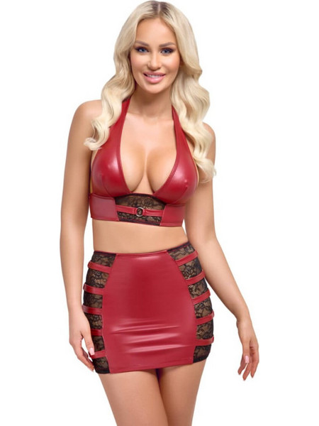 Cottelli Sexy Two Piece Set See Through με Δαντέλα Κόκκινο Μαύρο 22512993021