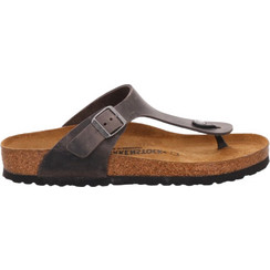 Birkenstock Δερμάτινες Ανδρικές Σαγιονάρες Ανατομικές Ανθρακί 1014272