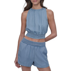 DKNY Γυναικείο Καλοκαιρινό Crop Top Τζιν Γαλάζιο DJ4W2065-FJZ