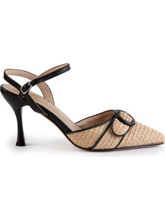 Versace Γόβες Slingback Δερμάτινες με Λεπτό Ψηλό Τακούνι Μαύρες Μπεζ AM7R896
