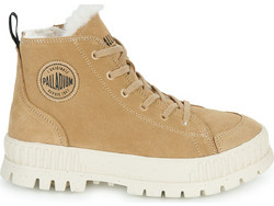 Palladium Pallashock Zip Warm Ανδρικά Αρβυλάκια Suede Μπεζ με Γούνα 74353-252