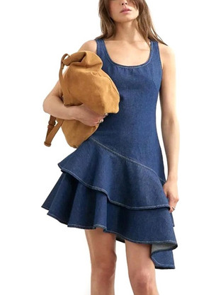 Topshop Mini Καλοκαιρινό Βραδινό Φόρεμα Τζιν Navy Μπλε 31001711