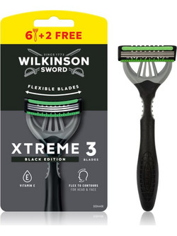 Wilkinson Sword Xtreme 3 Black Edition Ξυραφάκι μιας Χρήσης με 3 Λεπίδες & Λιπαντική Ταινία 8τμχ