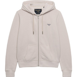 Superdry Γυναικεία Ζακέτα Φούτερ Μακριά με Κουκούλα και Φερμουάρ Εκρού W2012780A-8JU