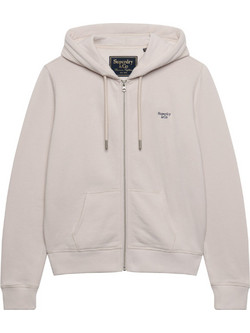 Superdry Γυναικεία Ζακέτα Φούτερ Μακριά με Κουκούλα και Φερμουάρ Εκρού W2012780A-8JU