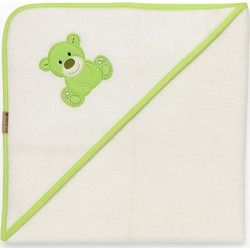 Beboulino Bear Βρεφικό Μπουρνούζι Κάπα Λευκό Lime 90x90cm