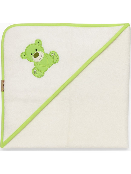 Beboulino Bear Βρεφικό Μπουρνούζι Κάπα Λευκό Lime 90x90cm