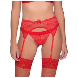 Milena By Paris Ζαρτιέρες με Δαντέλα See Through Κόκκινες 5408