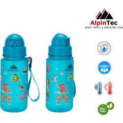 Alpintec Sea Animal Παιδικό Παγούρι Πλαστικό BPA Free με Καλαμάκι Τιρκουάζ 400ml