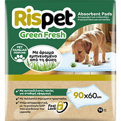 Rispet Green Fresh Επιδαπέδιες Πάνες Σκύλου με Αυτοκόλλητα & Άρωμα 90x60cm 14τμχ