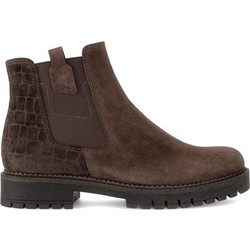 Gabor Γυναικεία Μποτάκια Chelsea Suede Σοκολατί με Χοντρό Χαμηλό Τακούνι 802401-008