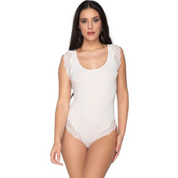 Luna Αμάνικα Γυναικεία Κορμάκια Slip με Δαντέλα Εκρού 84503