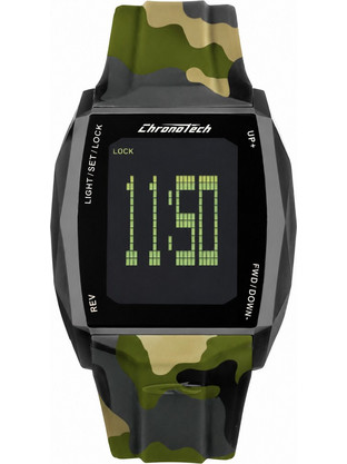 Chronotech Ψηφιακό Ανδρικό Ρολόι με Παραλλαγής Καουτσούκ Λουράκι RW0022
