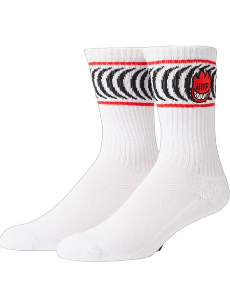 Huf Spitfire Spiral Ανδρικές Κάλτσες Ψηλές με Σχέδια Λευκές SK00992