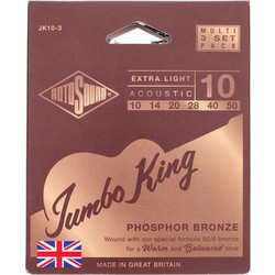 Rotosound Jumbo King JK10-3 Σετ 6 Χορδές Ακουστικής Κιθάρας Phosphor Bronze 10-50" Extra Light Tension