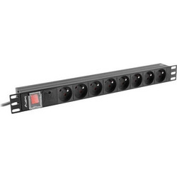 Lanberg PDU-PRO-07F-0200-BK Πολύπριζο για Καμπίνες Rack 1U 19"