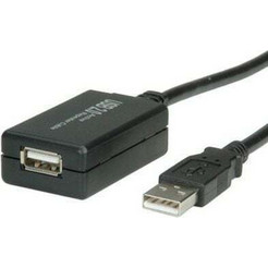 Value 12.99.1110 Καλώδιο USB-A Male 2.0 to USB-A Female 12m Black