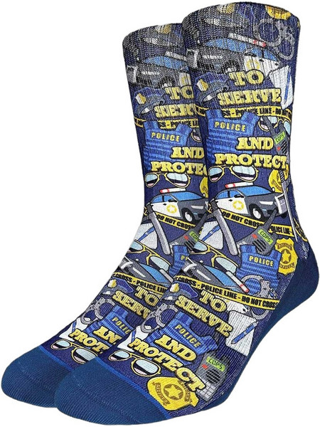Good Luck Sock Police To Serve and Protect Ανδρικές Κάλτσες Ψηλές με Σχέδια Πολύχρωμες GLS-4357