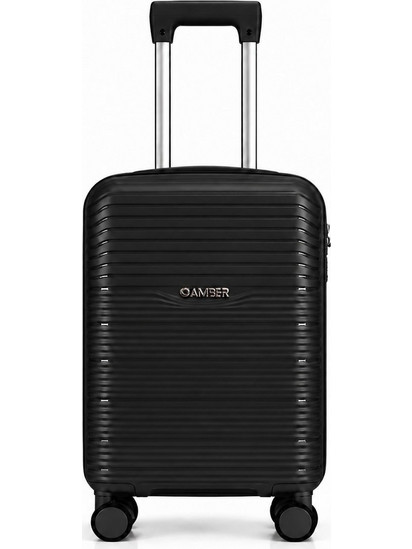 Amber AM1020 Βαλίτσα Καμπίνας 55x35x22cm με 4 Ρόδες Μαύρη