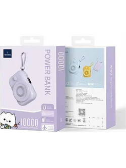 WiWu Wi-P041 Wireless Power Bank 10000mAh 22.5W με Ενσωματωμένο Καλώδιο USB-C Purple