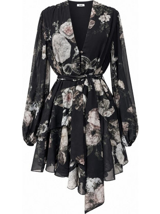 Toi & Moi Mini Φόρεμα για Γάμο / Βάπτιση Floral Μαύρο 50-7000-226
