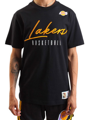 Mitchell & Ness Training Day Premium SS Tee Vintage Logo Ανδρικό Αθλητικό T-Shirt Μαύρο FC9288-LALPURP