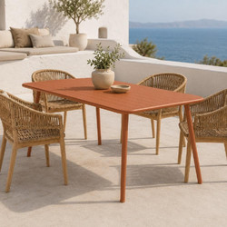 Nextdeco Ορθογώνιο Τραπέζι Κήπου Μεταλλική Καφέ 140x70x75cm