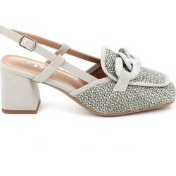 B-Nice Γόβες Slingback με Χοντρό Χαμηλό Τακούνι Γκρι 1511-1