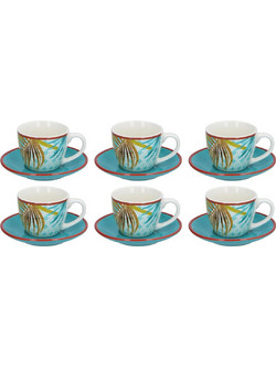 Plastona Jungle Σετ Φλιτζάνια Espresso & Ελληνικού Καφέ Πορσελάνης Πολύχρωμα 90ml 6τμχ SET6/90ML