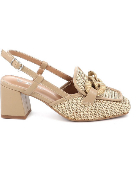 B-Nice Γόβες Slingback με Χοντρό Χαμηλό Τακούνι Μπεζ 1511-1