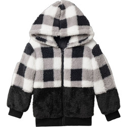 Funky Παιδική Ζακέτα Fleece με Κουκούλα και Φερμουάρ Μαύρη Λευκή 227-309101-1