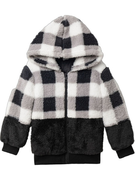 Funky Παιδική Ζακέτα Fleece με Κουκούλα και Φερμουάρ Μαύρη Λευκή 227-309101-1