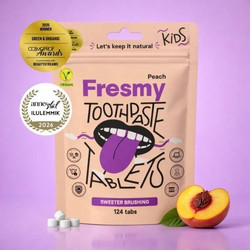 Fresmy Peach Tablets Παιδική Οδοντόκρεμα Χωρίς Φθόριο 124τμχ
