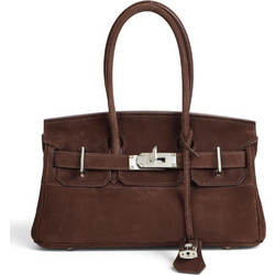 Passaggio Leather Γυναικεία Τσάντα Χειρός Σουέτ Σοκολατί 5010-KR-02