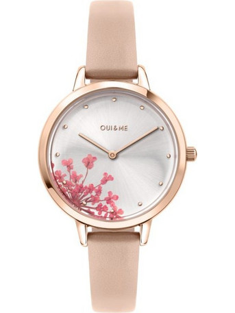 Oui & Me Fleurette Γυναικείο Ρολόι με Σομόν Δερμάτινο Λουράκι ME010343