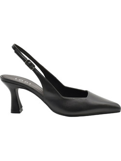 Lodi Γόβες Slingback Δερμάτινες με Λεπτό Χαμηλό Τακούνι Μαύρες GELINES-X-C63