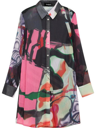 Desigual Mamen Mini Καθημερινό Φόρεμα Σεμιζιέ Μαύρο 26WWVW43-2000