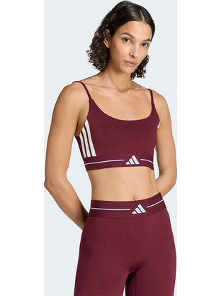 Adidas Hyperglam 3-Stripes Αθλητικό Μπουστάκι με Χαμηλή Στήριξη & Αφαιρούμενη Ενίσχυση Μπορντό KW4416