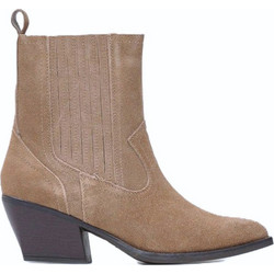 Ideal Γυναικεία Μποτάκια Cowgirl Suede Μπεζ με Χοντρό Χαμηλό Τακούνι 6350