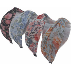RO Accessories Στέκα Μαλλιών Υφασμάτινη Floral Γαλάζια 14-0096