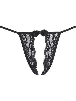 Axami Γυναικείο Sexy String Αυτοκινήτου με Δαντέλα Μαύρο V-9818
