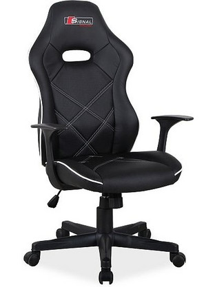 MaisonPlus Boxter Καρέκλα Gaming Δερματίνης με Ρυθμιζόμενα Μπράτσα Μαύρη Λευκή