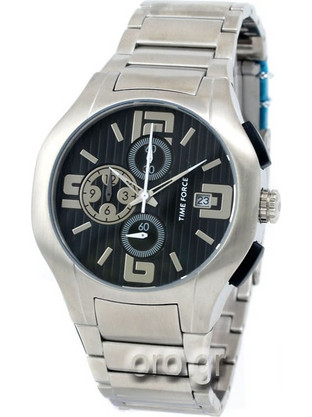 Time Force Chrono Ανδρικό Ρολόι Χρονογράφος με Ασημί Μεταλλικό Μπρασελέ TM3010MM01