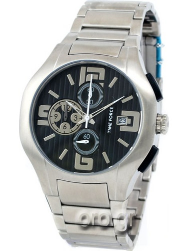 Time Force Chrono Ανδρικό Ρολόι Χρονογράφος με Ασημί Μεταλλικό Μπρασελέ TM3010MM01